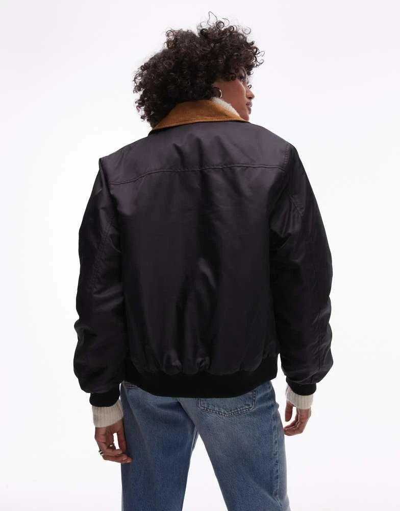 Topshop Topshop nylon cord collar jacket in black 4