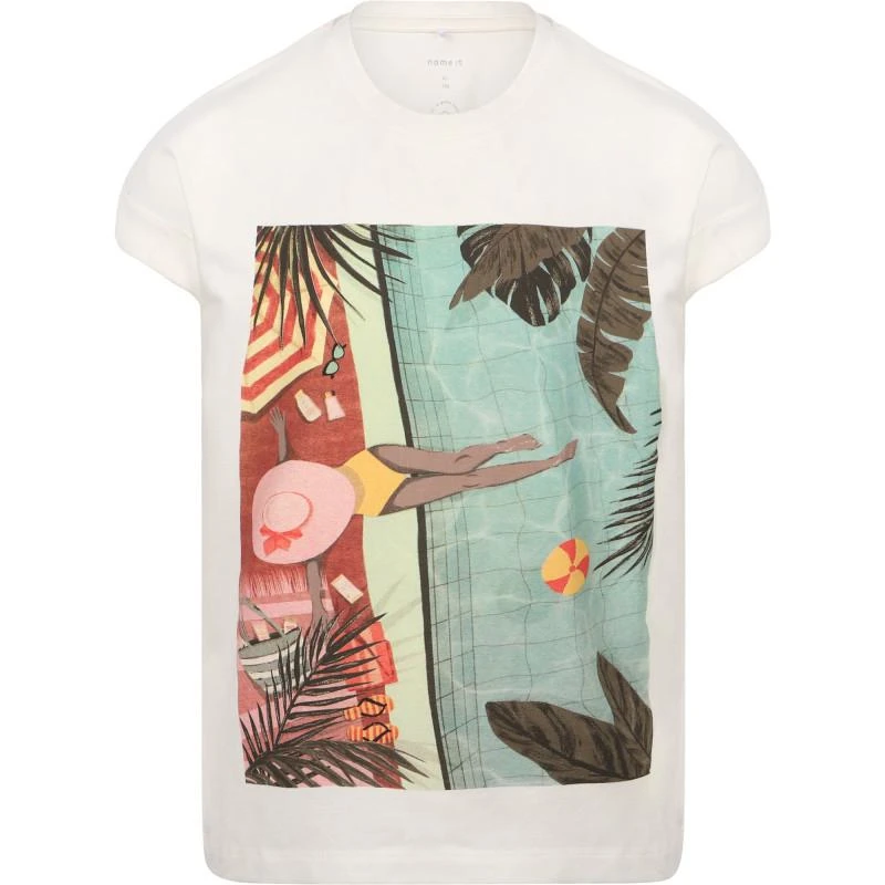 NAME IT® Swimming pool print t shirt in white 1