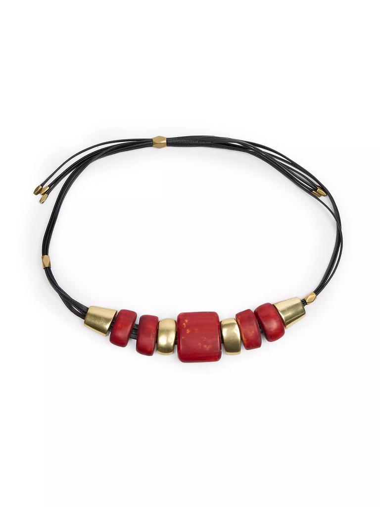 Isabel Marant Goldtone, Leather & Resin Choker - Fashion