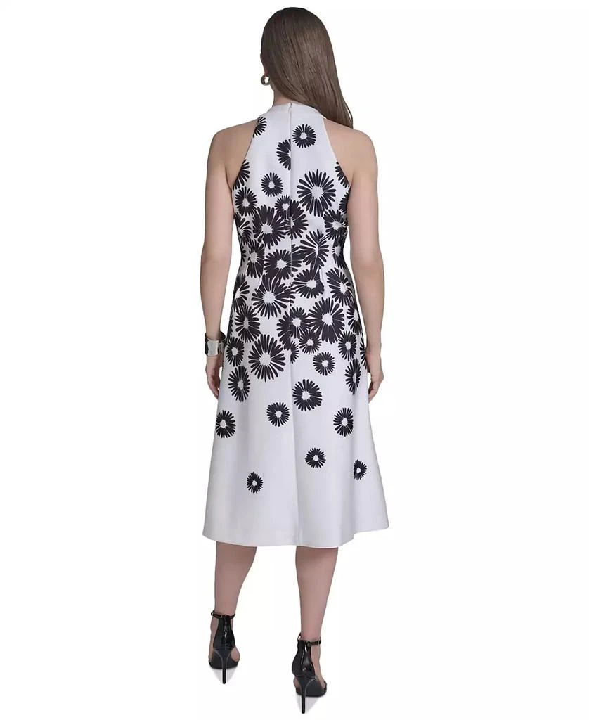 HALSTON Women's Halter V-Neck Flared Midi Dress 2