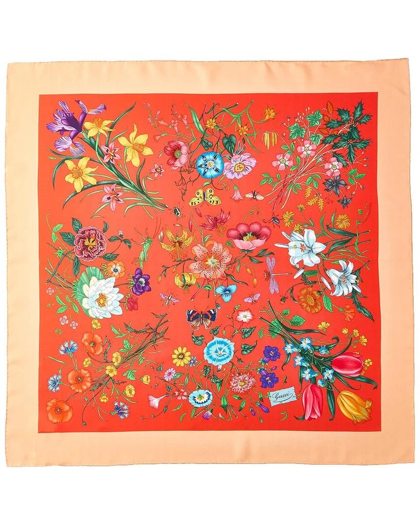 Gucci Flora Print Silk Scarf 1