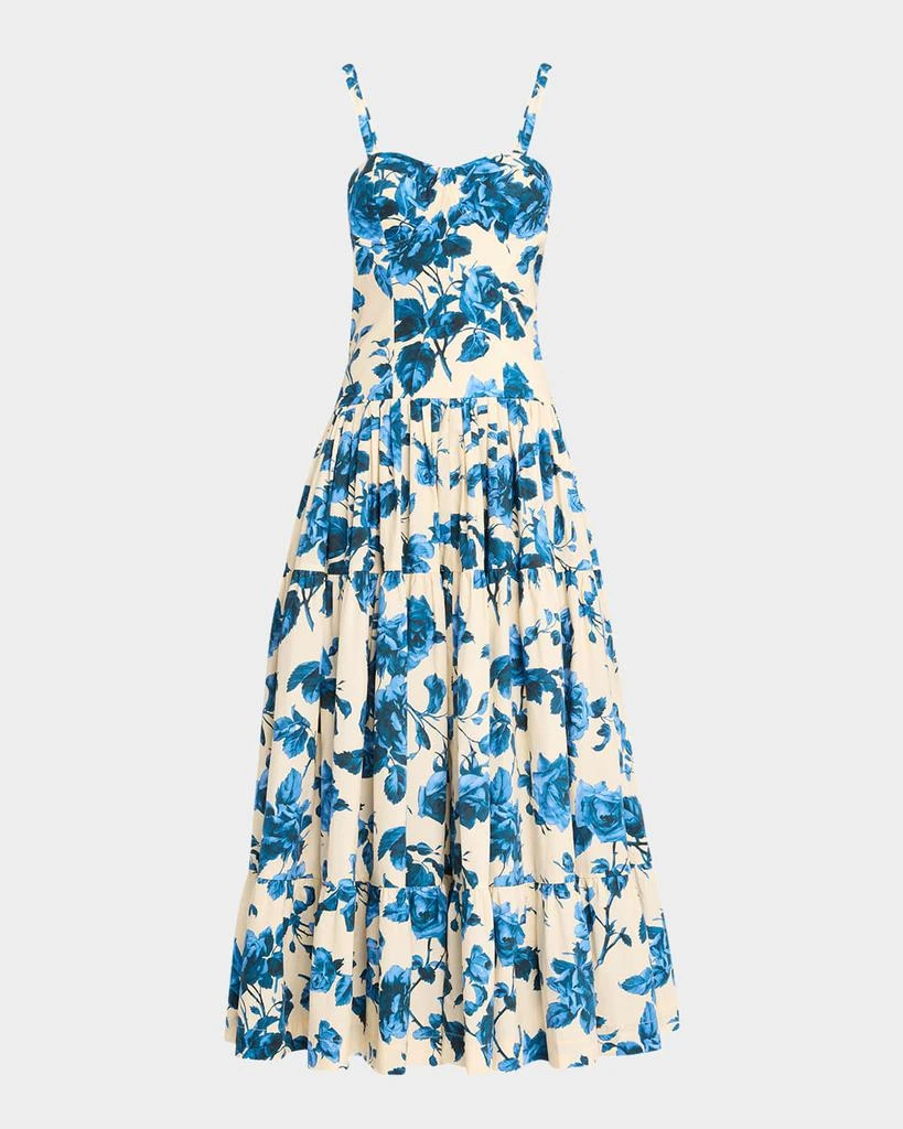 Cara Cara Santiago Bustier Tiered Floral Poplin Midi Dress 1