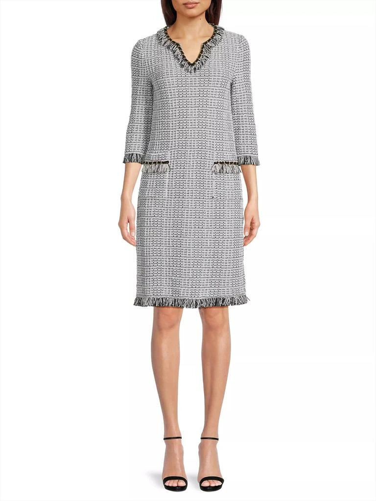 Misook Chain & Fringe-Trim Knit Heritage-Fit Shift Dress 3