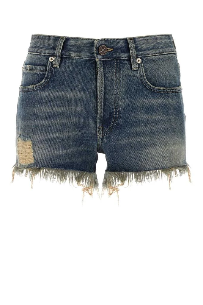 Balenciaga Balenciaga Frayed Raw-Edge Denim Shorts 1