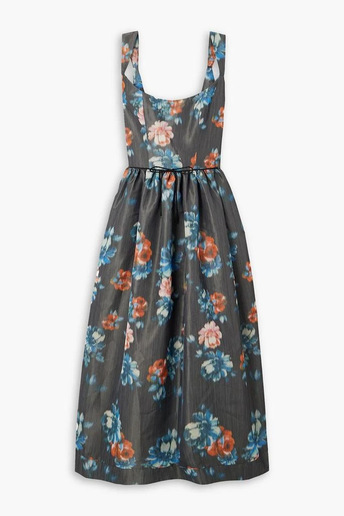 MARKARIAN Apple Dark floral-print taffeta midi dress 1