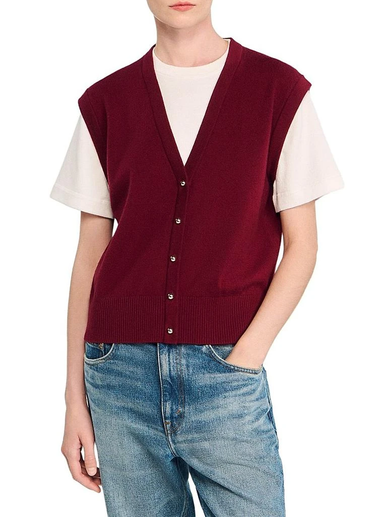 Sandro Two-Tone Wool and Cashmere Sweater 4