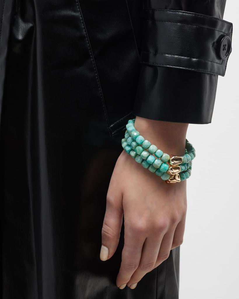 Devon Leigh Aquamarine Gold Accent Stretch Bracelets, Set of 3