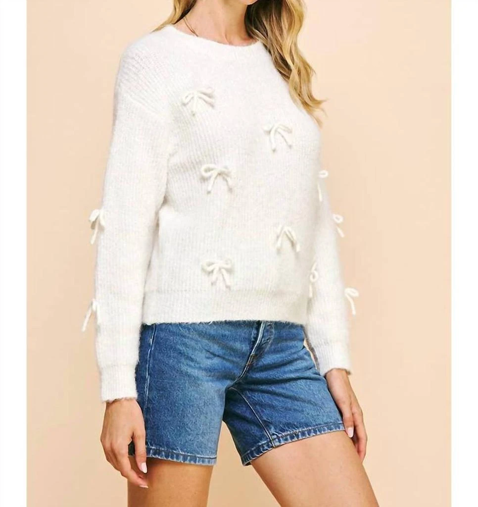 PINCH Madelina Bows Sweater In White 2