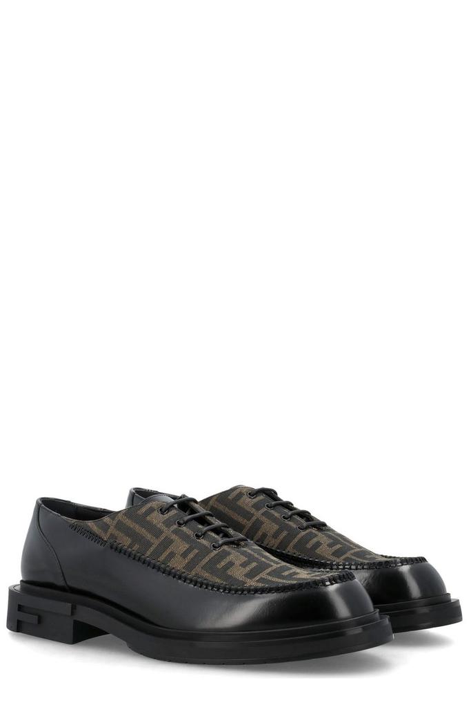 Fendi Ffknit Fendi Lace Up Shoes Fendi Black Leather FF Knit