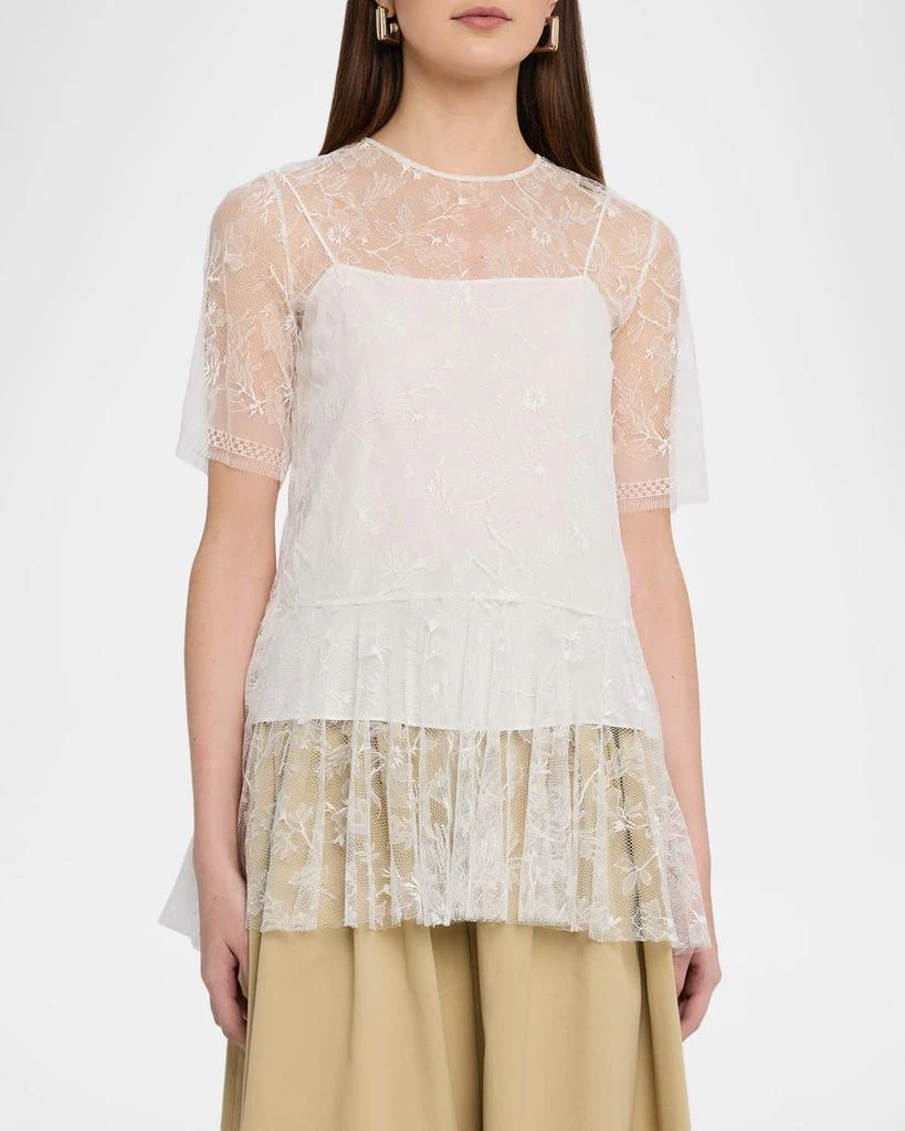 ADAM LIPPES Dido Floral Lace Tulle Top 4