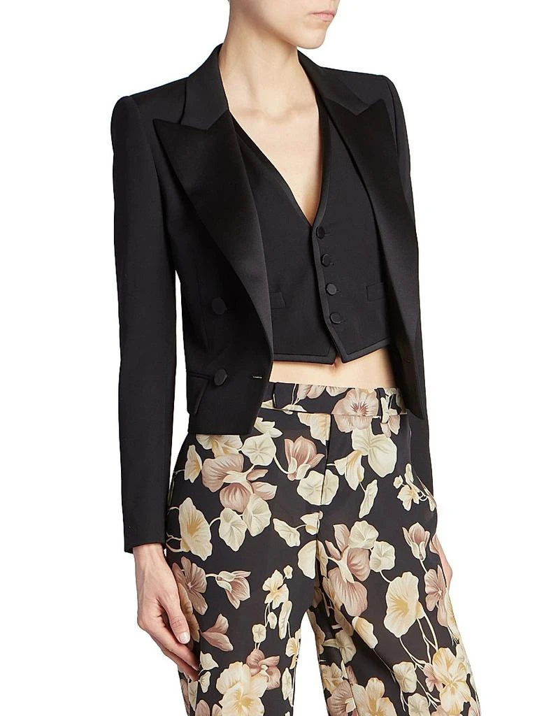 Yves Saint Laurent Cropped Tuxedo Blazer in Grain De Poudre 3