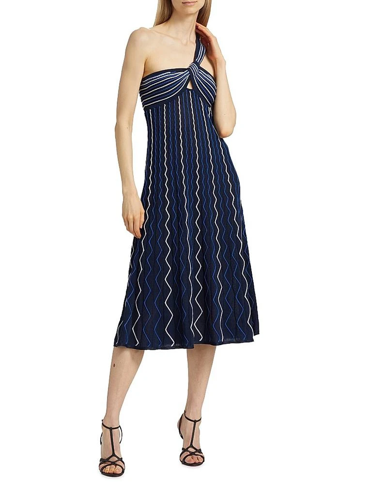Milly Zig-Zag One-Shoulder Knit Midi-Dress 3