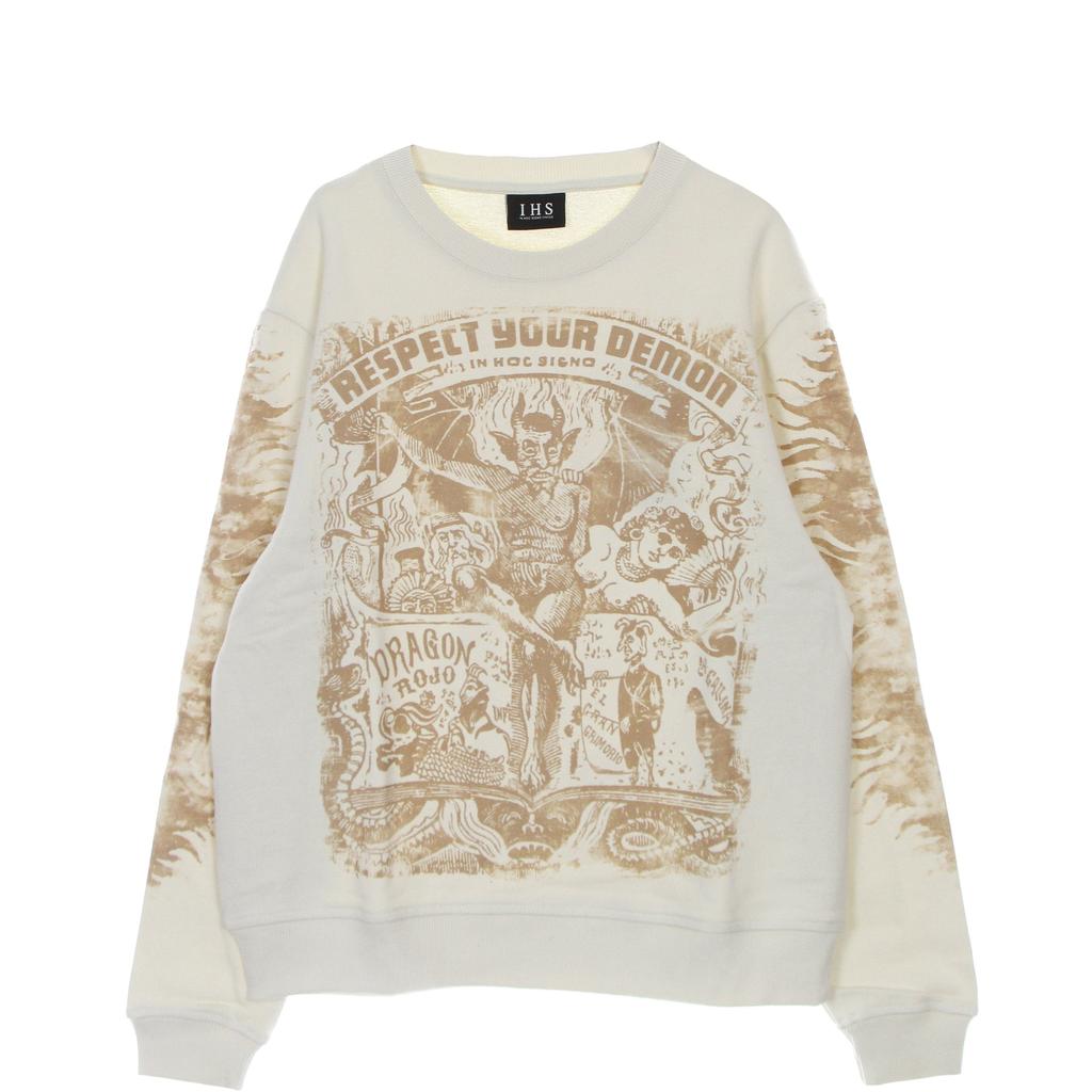 IHS Men's Lightweight Crewneck Sweatshirt Respect Your Demon Sweatshirt Natural