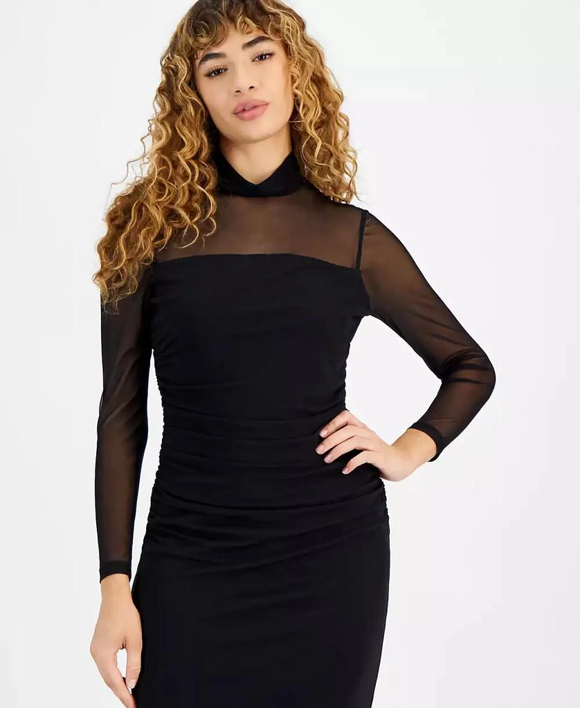 Bar III Women's Long-Sleeve Mesh Turtleneck Dress, Created for Macy's 4