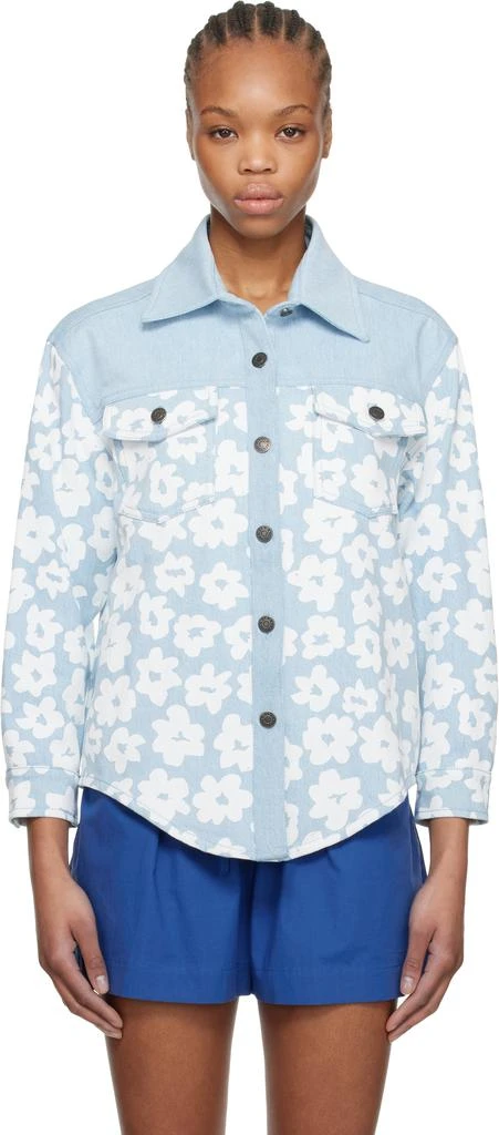 MSGM Blue Printed Denim Shirt 1