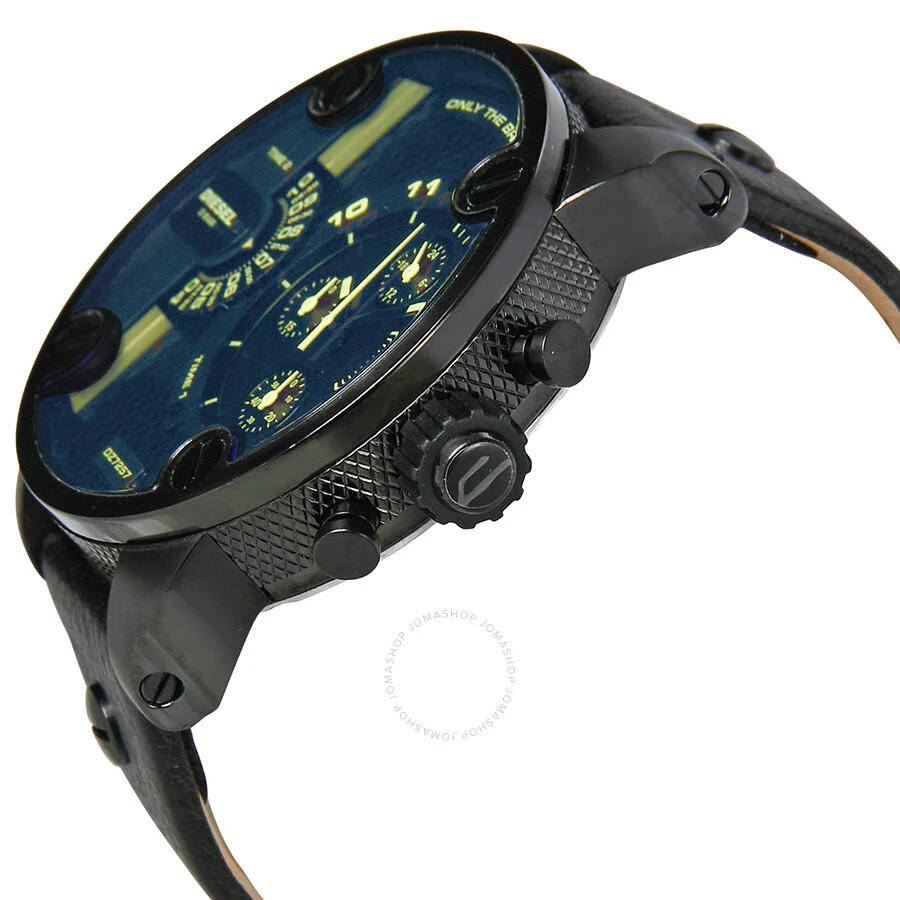 Diesel Bad Ass Chronograph Blue Dial Black Leather Men's Watch DZ7257 2