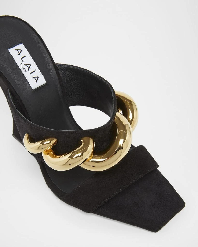 Alaia 110mm Jewel Suede Wedge Mules 6