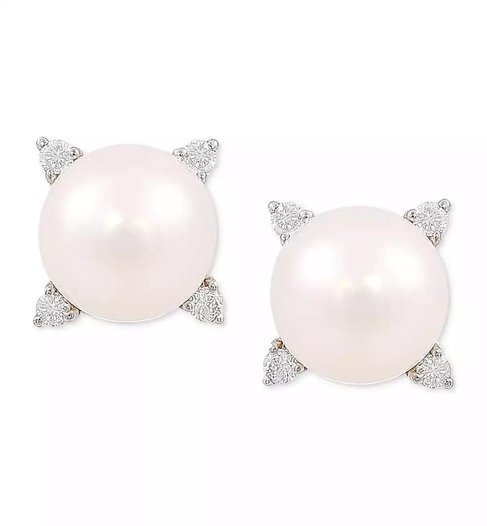 Honora Cultured Freshwater Pearl (8mm) & Diamond (1/8 ct. t.w.) Stud Earrings in 14k Gold