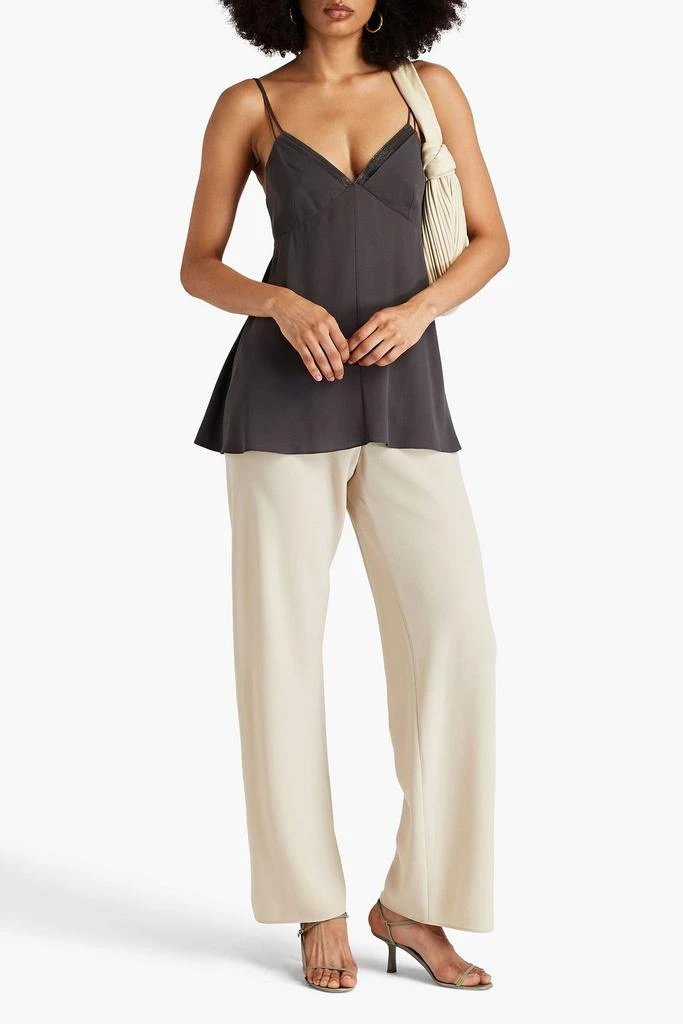 Brunello Cucinelli Bead-embellished silk crepe de chine camisole 2