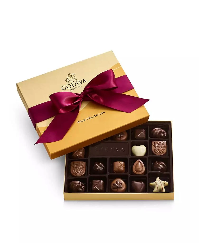 Godiva Gold Ballotin Chocolate Gift Box with Solid Wine Ribbon, 18 Piece 1