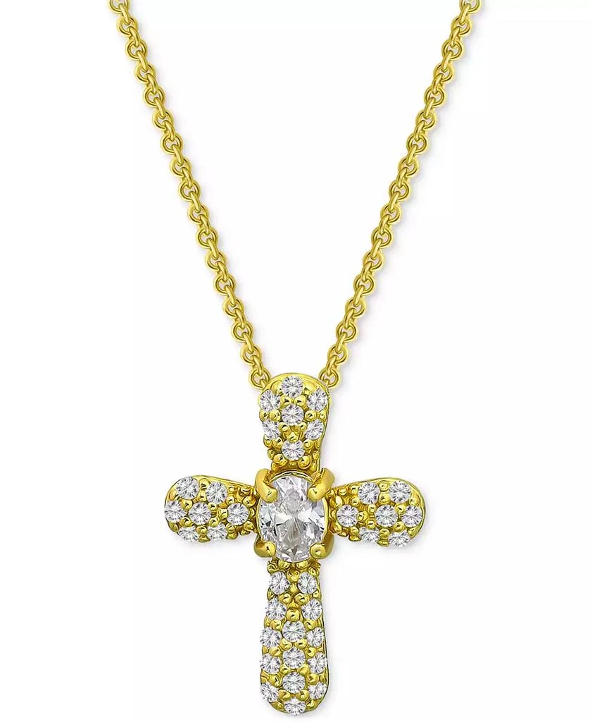 Giani Bernini Cubic Zirconia Cross Pendant Necklace (1/2 c.t. t.w.) in 18k Gold Over Sterling Silver, 16" + 2" extender, Exclusively at Macy's 1