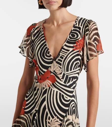 Rixo Evie printed ruffled silk maxi dress Dresses Skirts