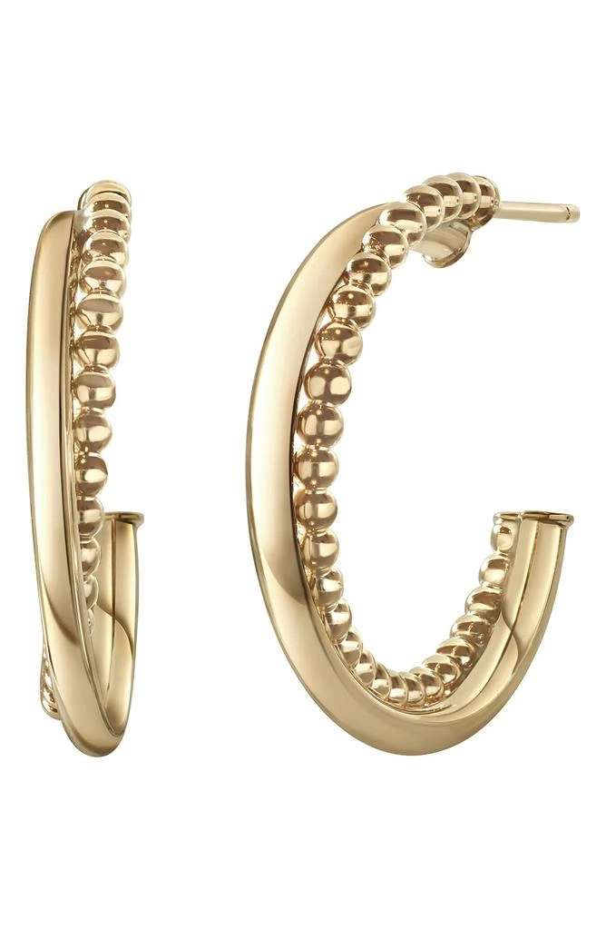 14K Gold Beaded Crossover Hoop Earrings – On Sale Now with Up to
