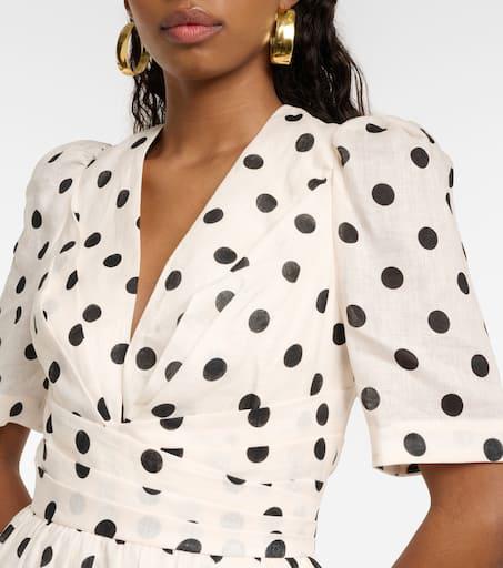 Shop Crush polka-dot linen midi dress on Sale at BeyondStyle