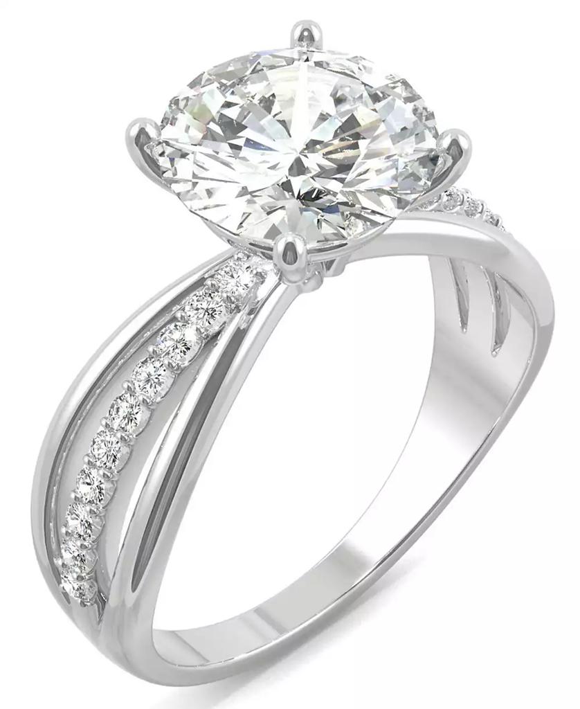 Charles & Colvard Moissanite Round Solitaire with Sides Ring (2-9/10 ct. tw. Diamond Equivalent) in 14k White Gold