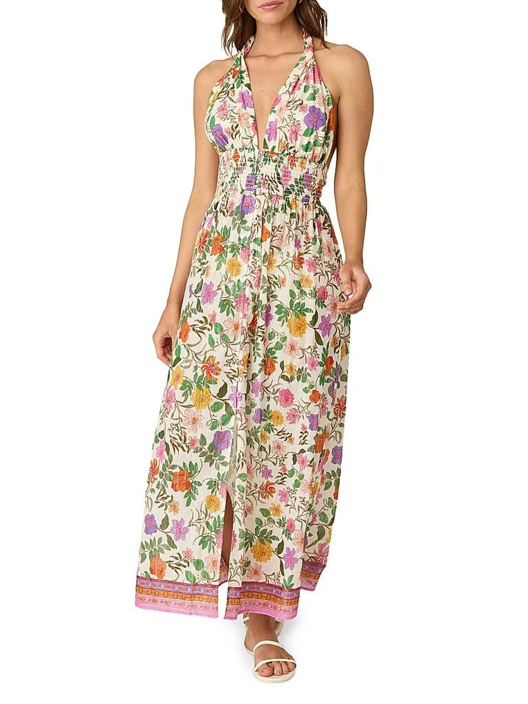 Shoshanna Shimmer Floral Halter Dress 2