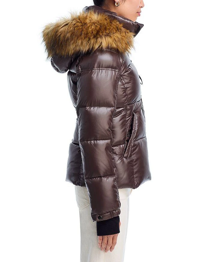 AQUA Gloss Puffer Jacket with Faux Fur Trimmed Hood - Exclusive 5