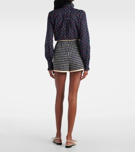 Valentino VLogo checked wool-blend bouclé shorts 3