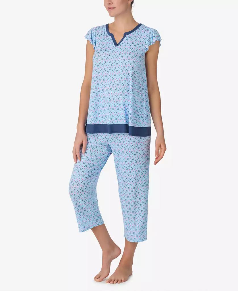 Ellen Tracy Women's Short Sleeve Cropped PJ Set