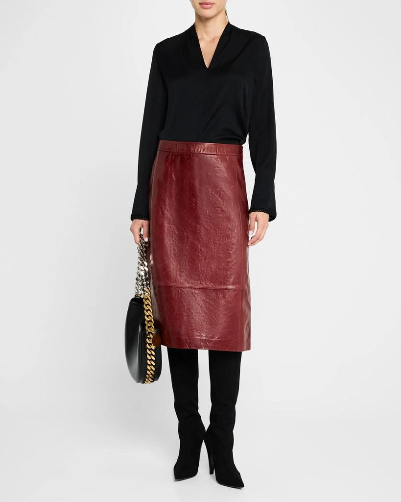 Kobi Halperin Hepburn A-Line Leather Midi Skirt 2