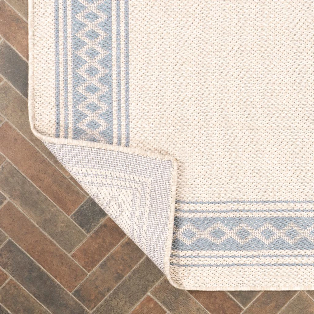 JONATHAN Y Lucia Classic Diamond Border Indoor/Outdoor Cream/Blue Runner Rug 3