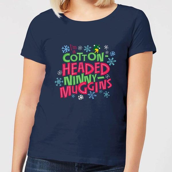 Elf Elf Cotton-Headed Ninny-Muggins Women
s Christmas T-Shirt - Navy