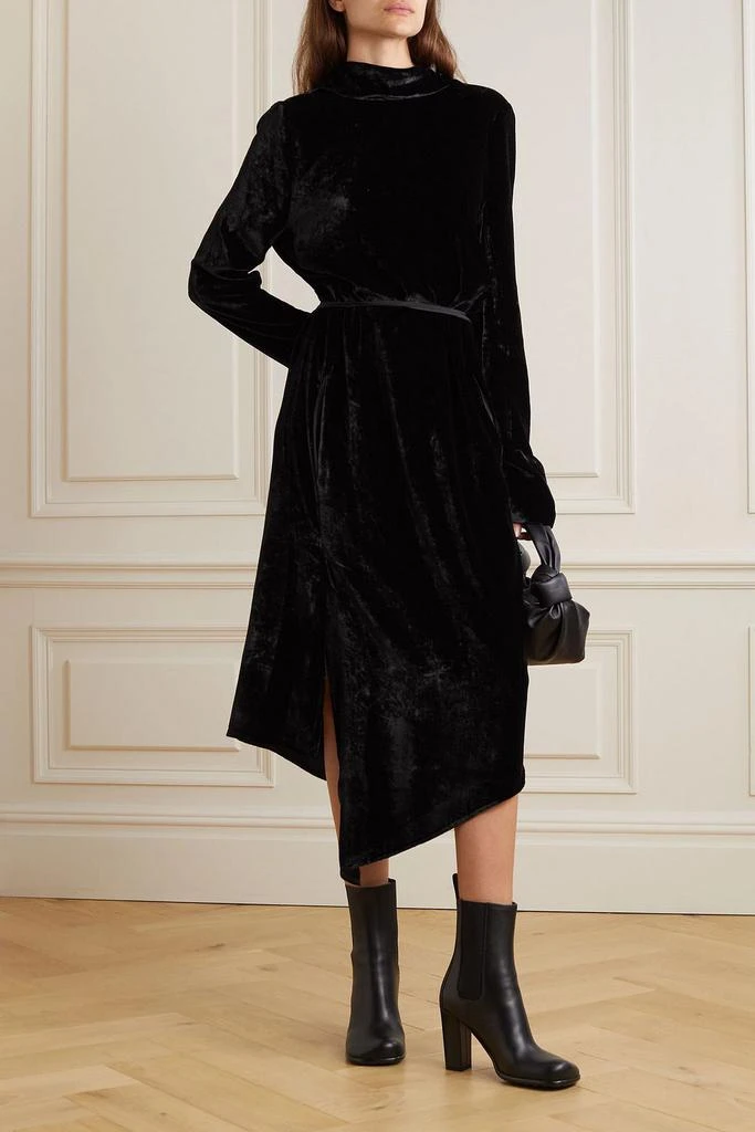 PETAR PETROV Agento open-back draped velvet midi wrap dress 2