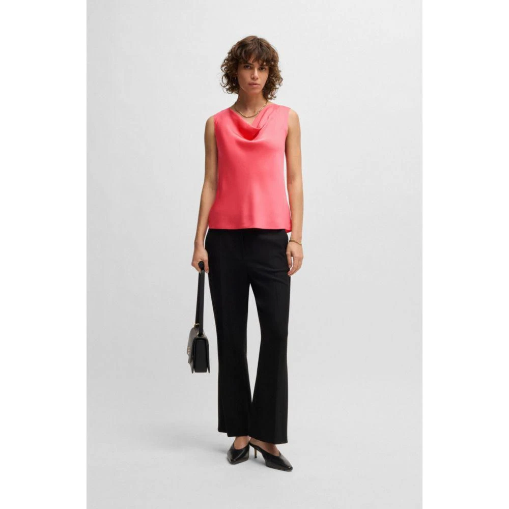 Hugo Boss Sleeveless cowl-neck blouse in stretch silk 2