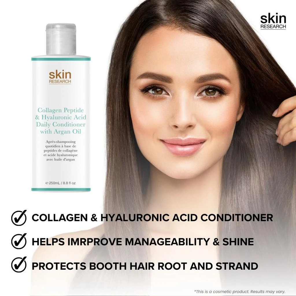 Skin Research Collagen Peptide & Hyaluronic Acid Daily Conditioner with Argan Oil 250ml Twin Value Savings Pack 3
