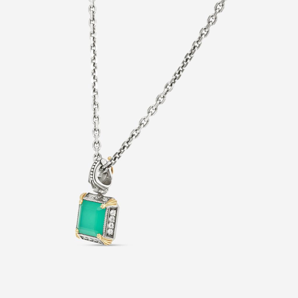 Konstantino Konstantino Sterling Silver and 18K Yellow Gold, Chalcedony Doublet and White Topaz Pendant Necklace C-MEKJ699-497