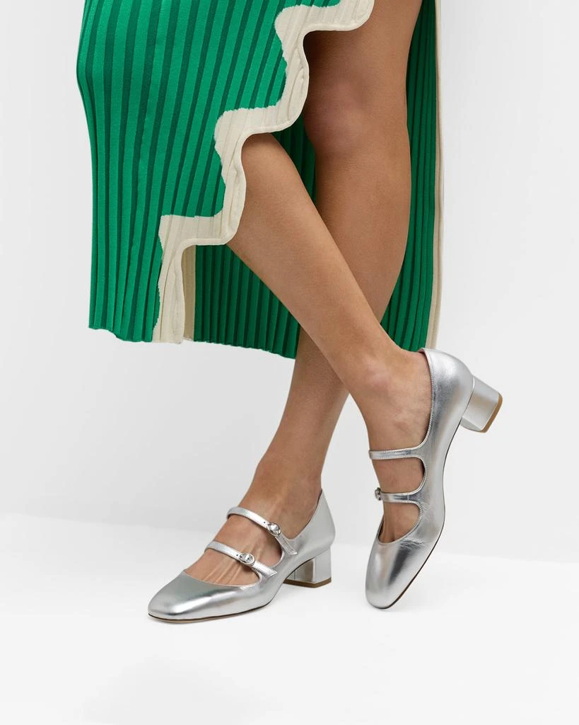 Stuart Weitzman Benni Metallic Mary Jane Pumps 2