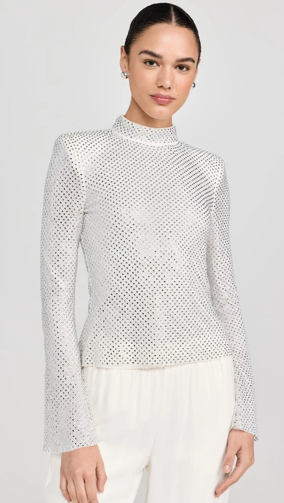 Self Portrait Silver Rhinestone Fishnet Top 6