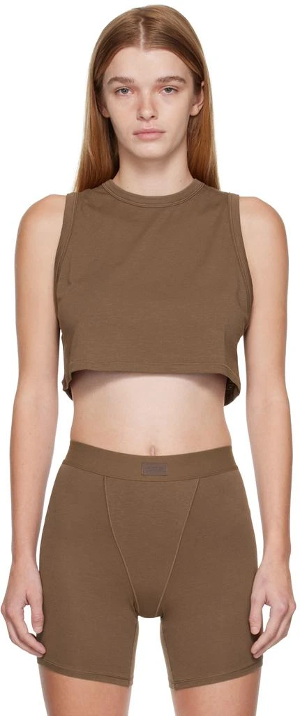 SKIMS Brown SKIMS Boyfriend Sleep Crop Tank Top 1