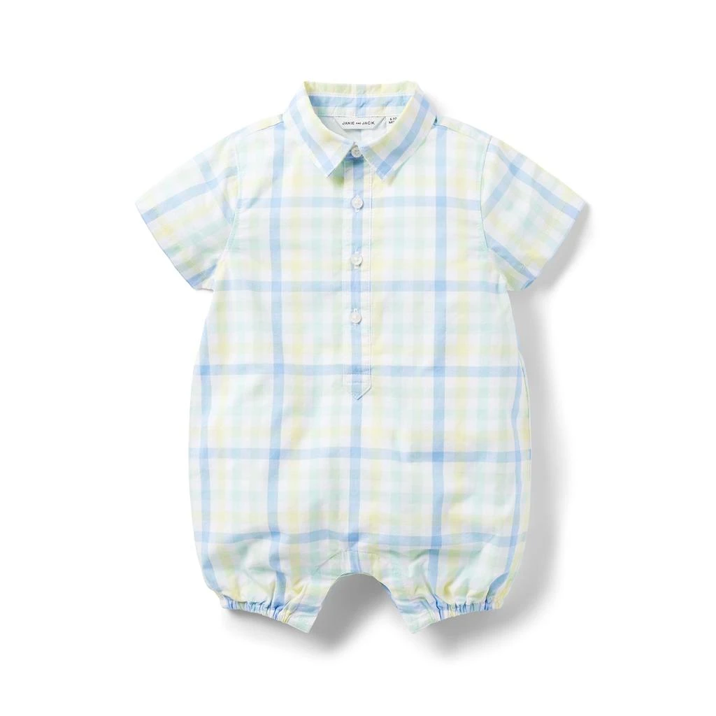 Janie and Jack Plaid Collar Romper (Infant) 1