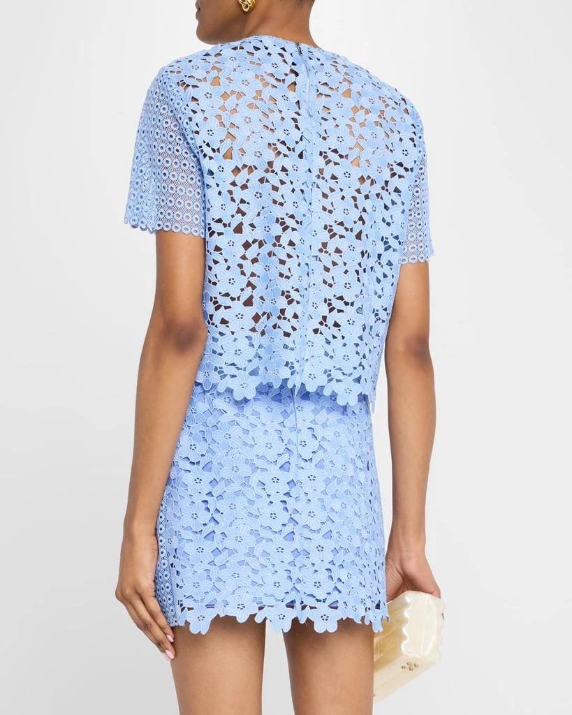 Milly Short-Sleeve Floral & Geometric Lace Top 3