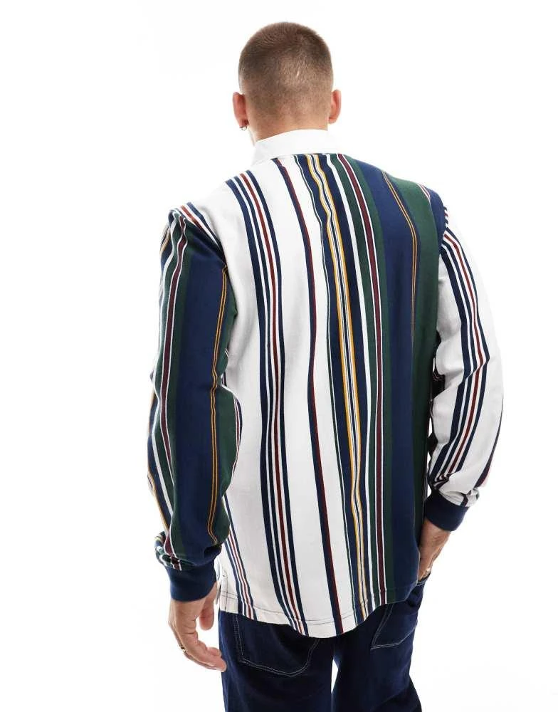 Levi's Levi's logo union vertical stripe rugby polo in navy 4
