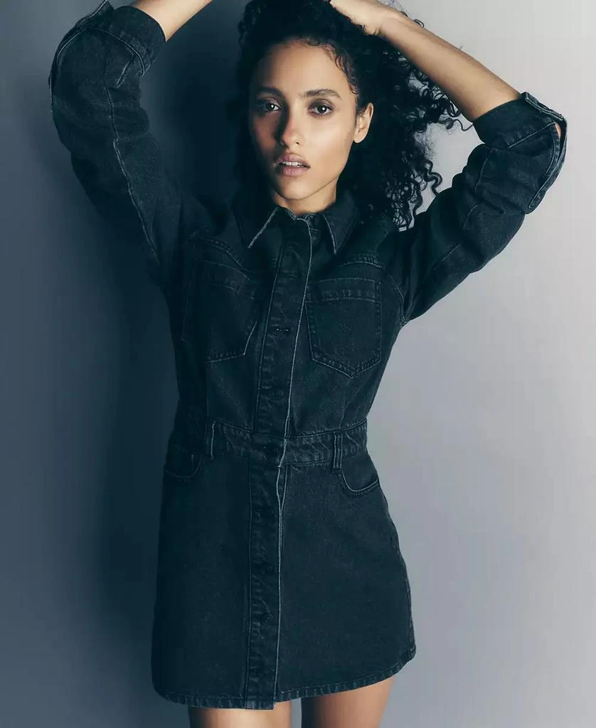 DKNY Women's Button-Down Long-Sleeve Denim Dress 8