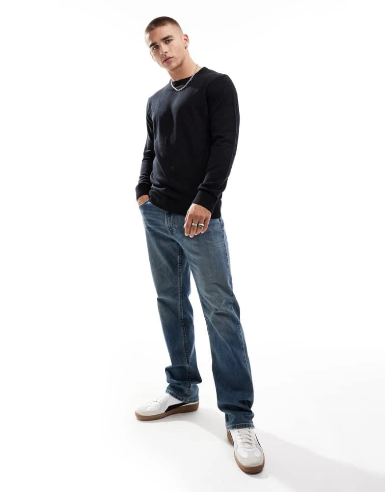 French Connection Mens French Connection soft touch crew neck jumper in navy 2