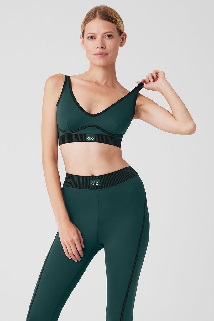 Alo Airlift Line Up Bra - Midnight Green - Lingerie - Free