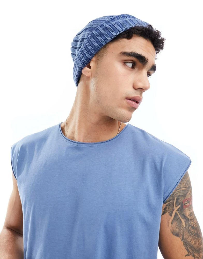 Brave Soul Brave Soul raw edge vest in coronet blue 1